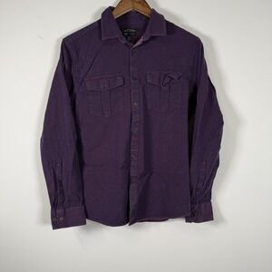 Marc Anthony Men's Button Down Medium Luxury Slim Got Purple Textured Shirt Long